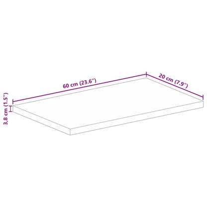 Tampo de mesa retangular 60x20x3,8 cm madeira de acácia maciça