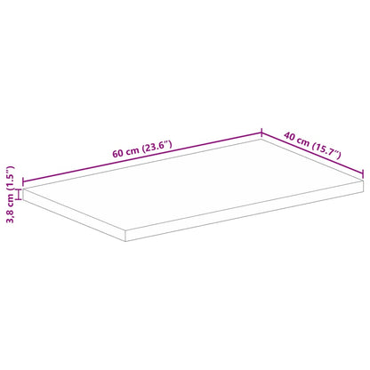 Tampo de mesa retangular 60x40x3,8 cm madeira de acácia maciça