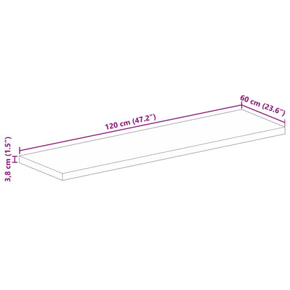 Tampo de mesa retangular 120x60x3,8 cm madeira de acácia maciça