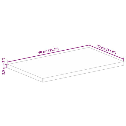 Tampo de mesa retangular 40x30x2,5 cm madeira recuperada maciça