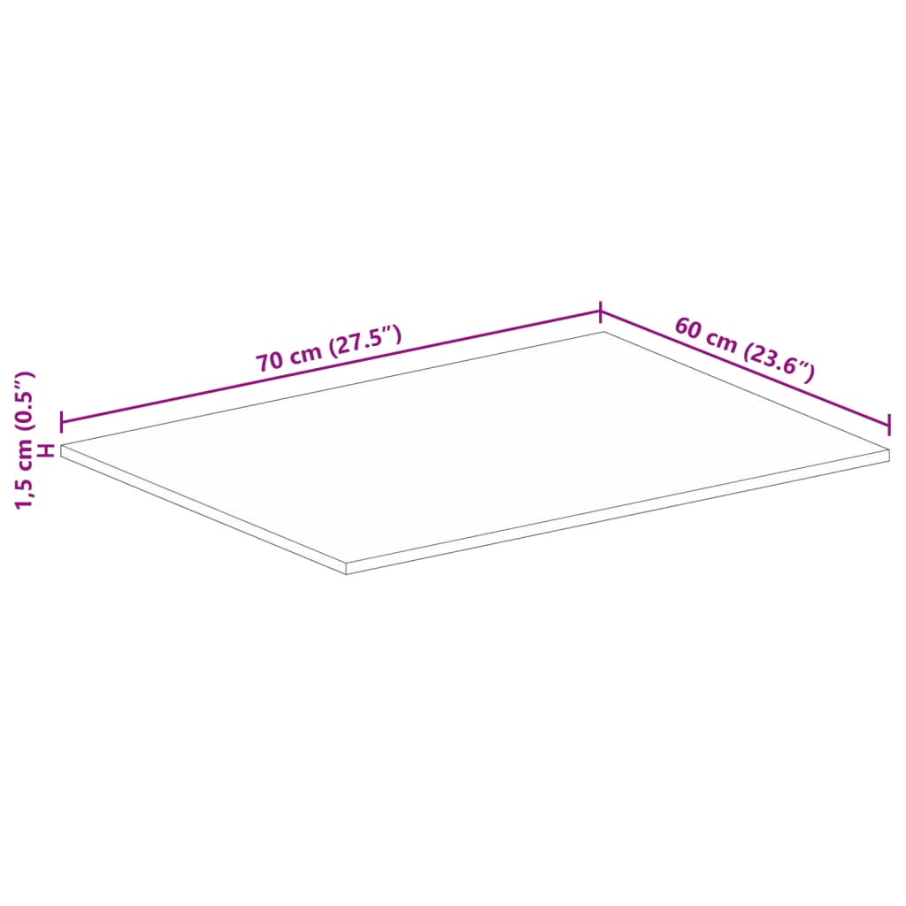 Tampo de mesa retangular 70x60x1,5 cm madeira recuperada maciça