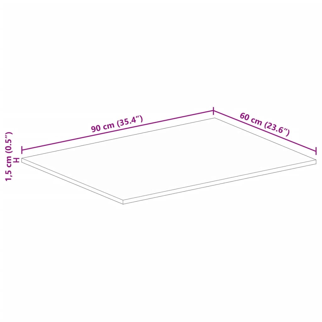 Tampo de mesa retangular 90x60x1,5 cm madeira recuperada maciça