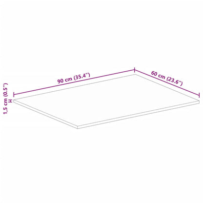 Tampo de mesa retangular 90x60x1,5 cm madeira recuperada maciça