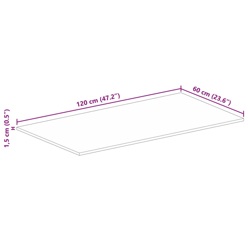 Tampo de mesa retangular 120x60x1,5cm madeira recuperada maciça