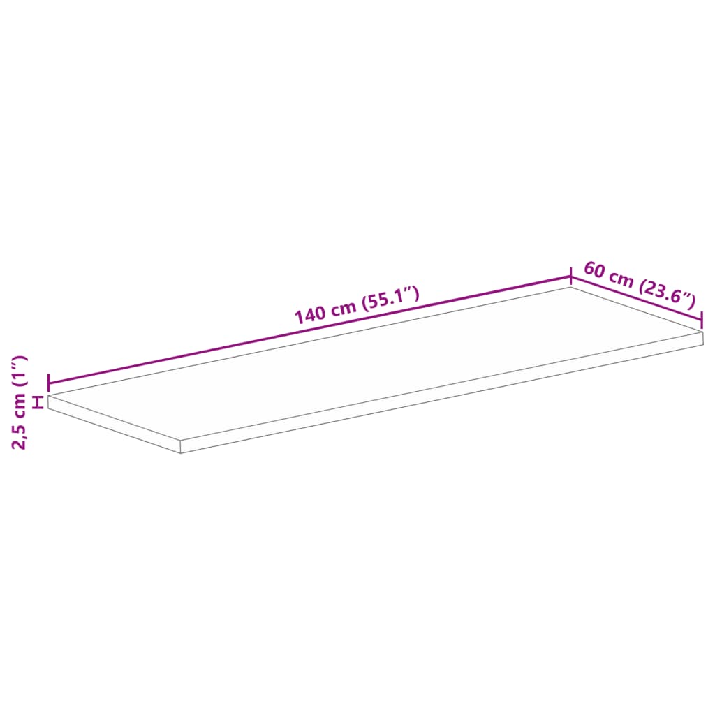 Tampo de mesa retangular 140x60x2,5cm madeira recuperada maciça