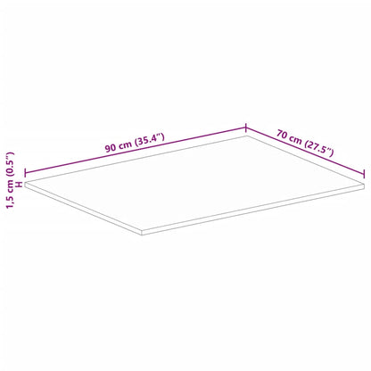 Tampo de mesa retangular 90x70x1,5 cm madeira recuperada maciça