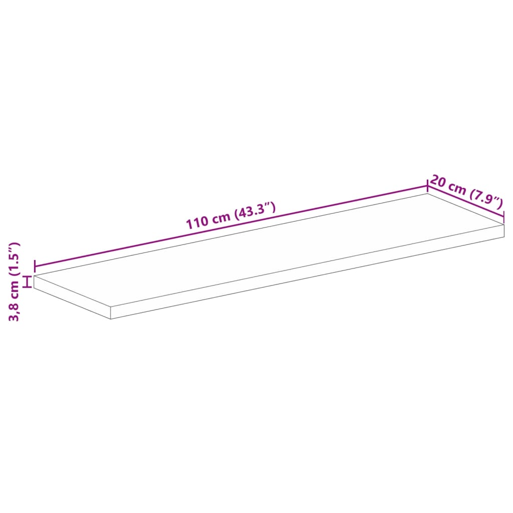 Tampo de mesa retangular 110x20x3,8cm madeira recuperada maciça