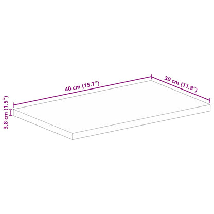 Tampo de mesa retangular 40x30x3,8 cm madeira recuperada maciça