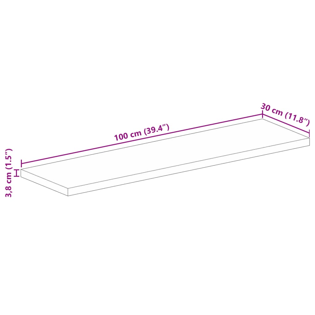 Tampo de mesa retangular 100x30x3,8cm madeira recuperada maciça