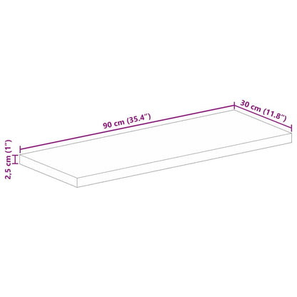 Tampo de mesa retangular 90x30x2,5 cm madeira recuperada maciça