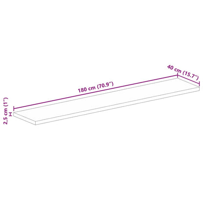 Tampo de mesa retangular 180x40x2,5cm madeira recuperada maciça