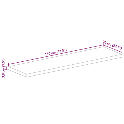 Tampo de mesa retangular 110x70x3,8cm madeira recuperada maciça