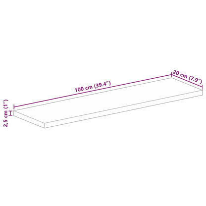 Tampo de mesa retangular 100x20x2,5 cm mangueira áspera maciça