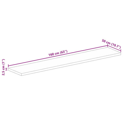 Tampo de mesa retangular 160x50x2,5 cm mangueira áspera maciça