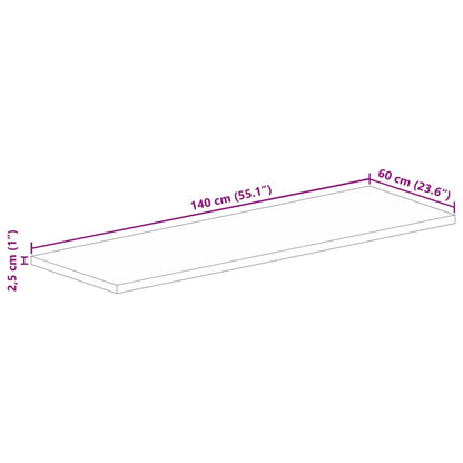 Tampo de mesa retangular 140x60x2,5 cm mangueira áspera maciça