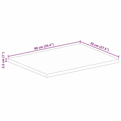 Tampo de mesa retangular 90x70x2,5 cm mangueira áspera maciça