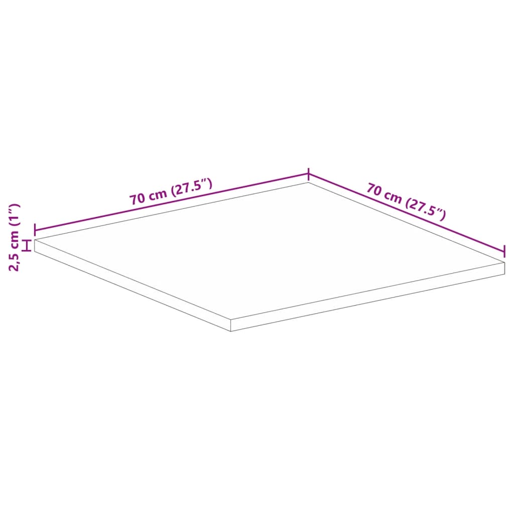 Tampo de mesa quadrado 70x70x2,5 cm mangueira maciça