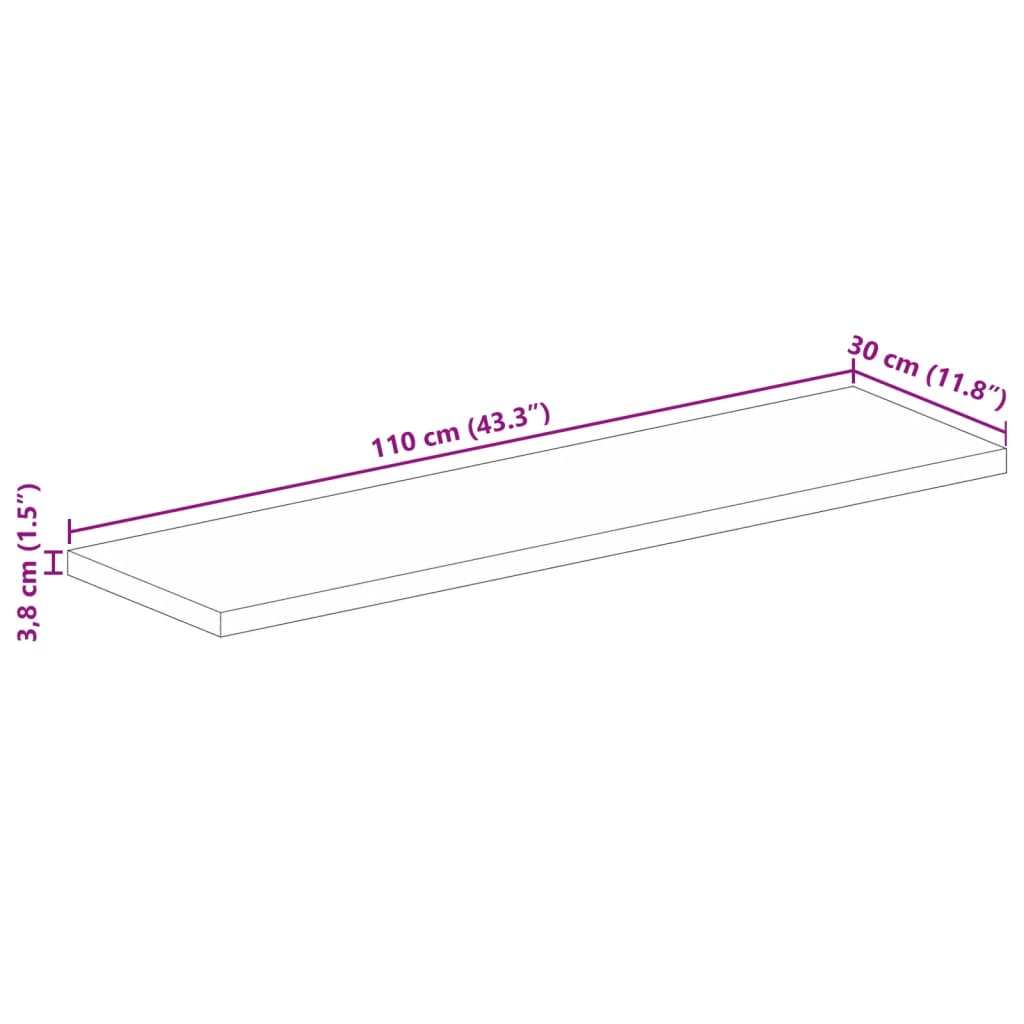 Tampo de mesa retangular 110x30x3,8 cm mangueira maciça