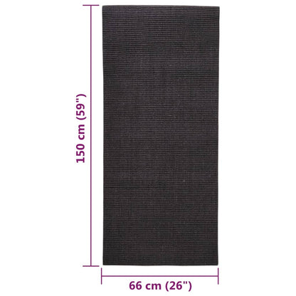 Tapete de sisal para poste arranhador 66x150 cm preto