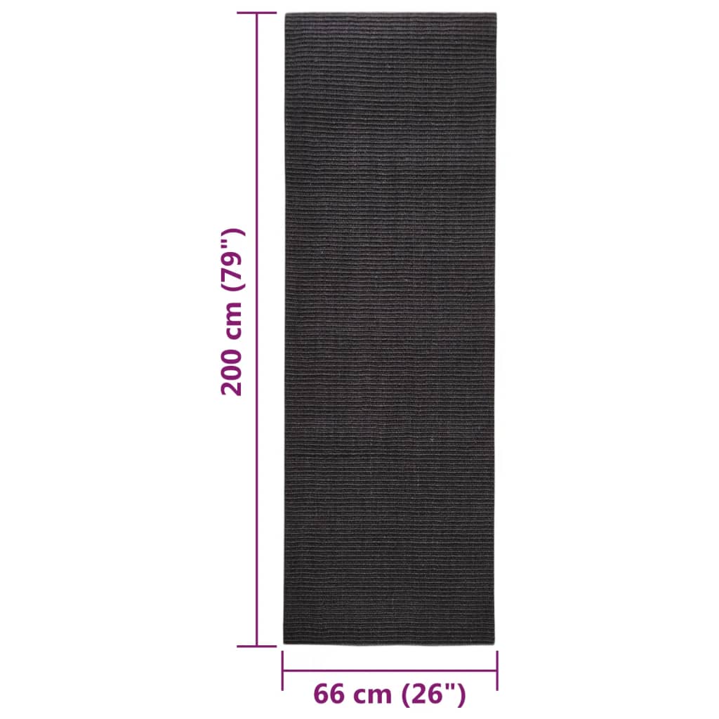 Tapete de sisal para poste arranhador 66x200 cm preto