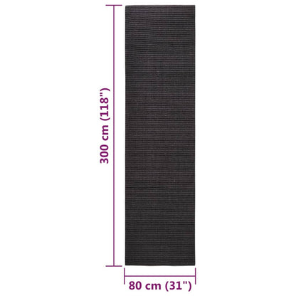 Tapete de sisal para poste arranhador 80x300 cm preto