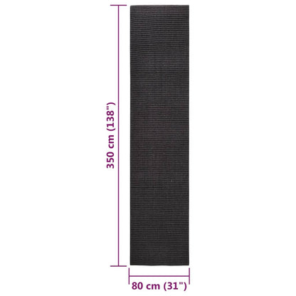 Tapete de sisal para poste arranhador 80x350 cm preto