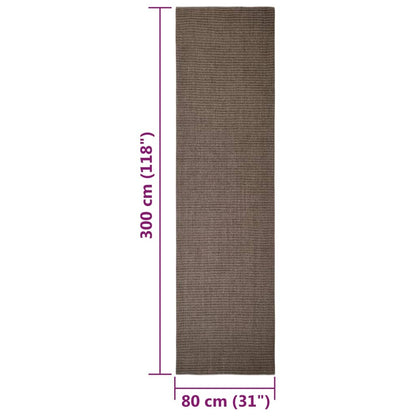 Tapete de sisal para poste arranhador 80x300 cm castanho