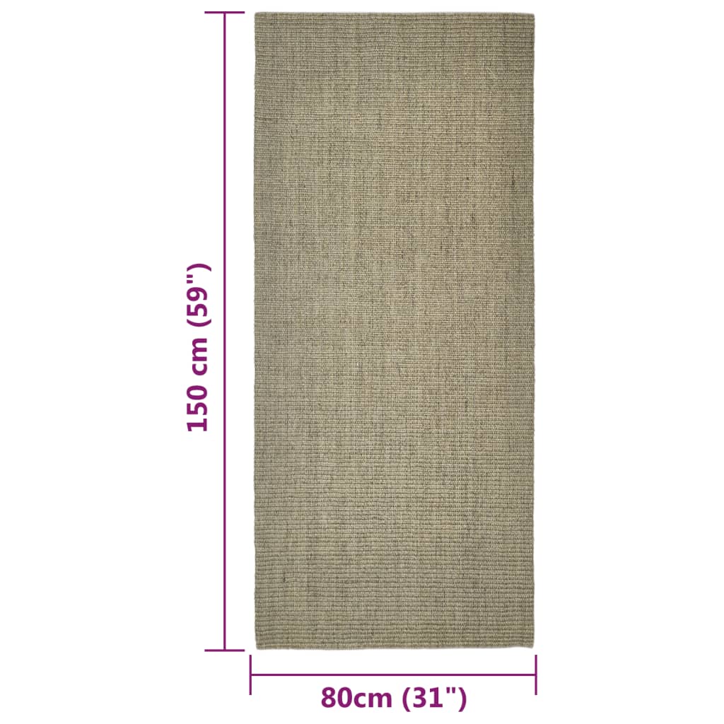 Tapete de sisal p/ poste arranhador 80x150 cm cinza-acastanhado