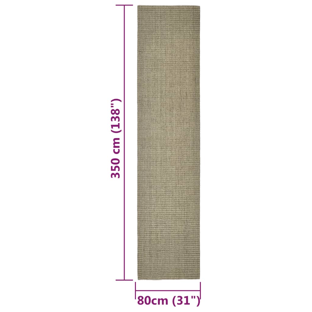 Tapete de sisal p/ poste arranhador 80x350 cm cinza-acastanhado