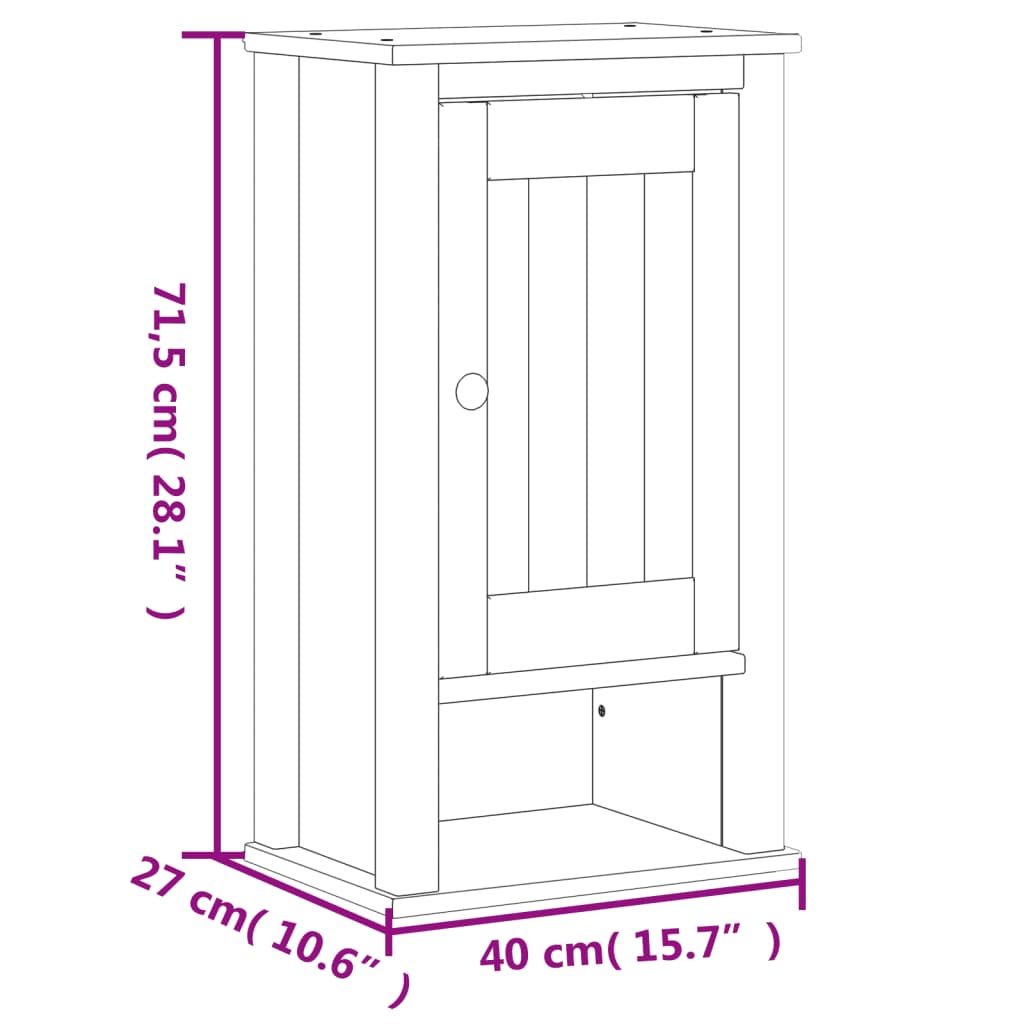 Móvel de parede p/ WC BERG 40x27x71,5 cm pinho maciço branco