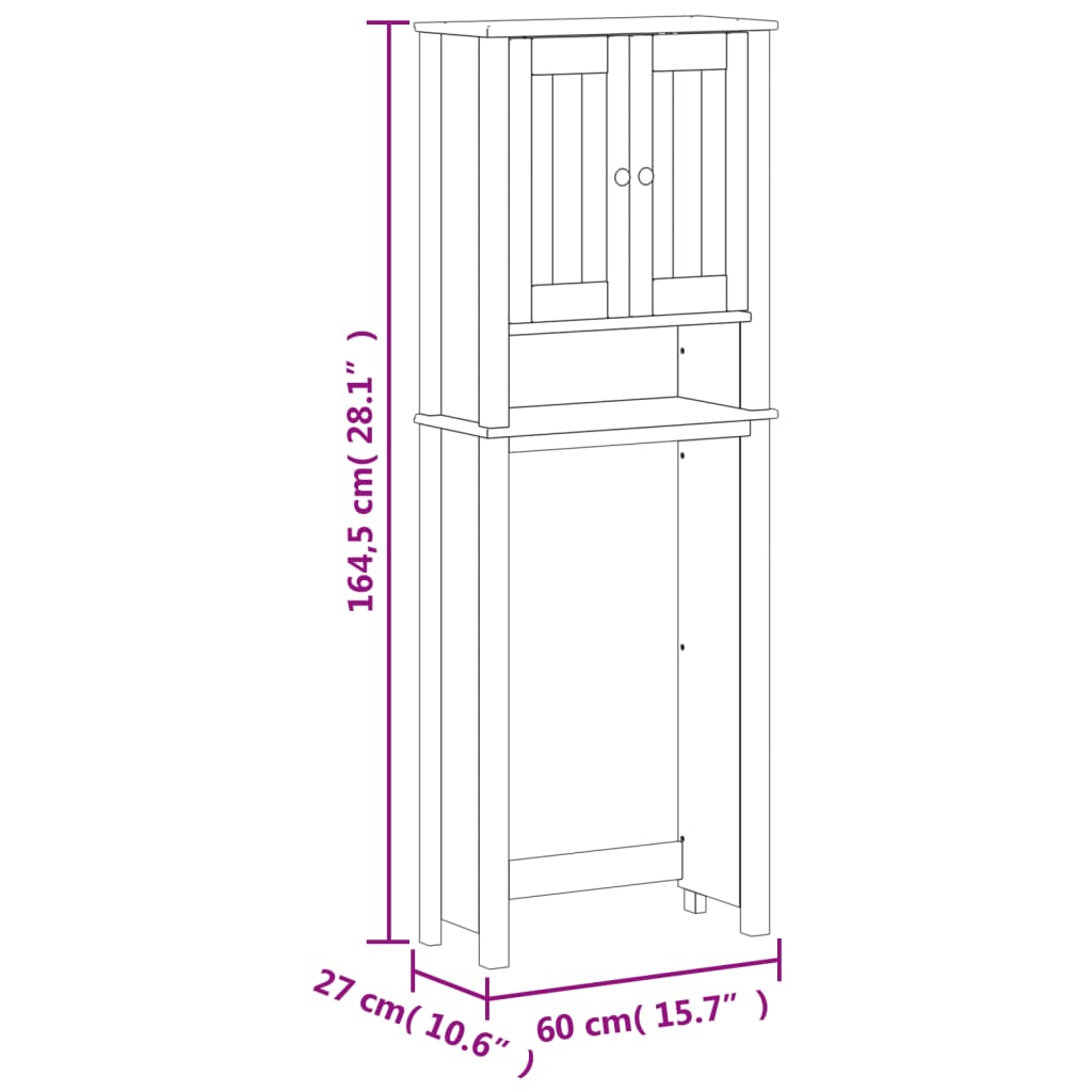 Armário Alto de Sanita BERG em Madeira Maciça - Branco - 60x27x164,5 cm - Design Moderno