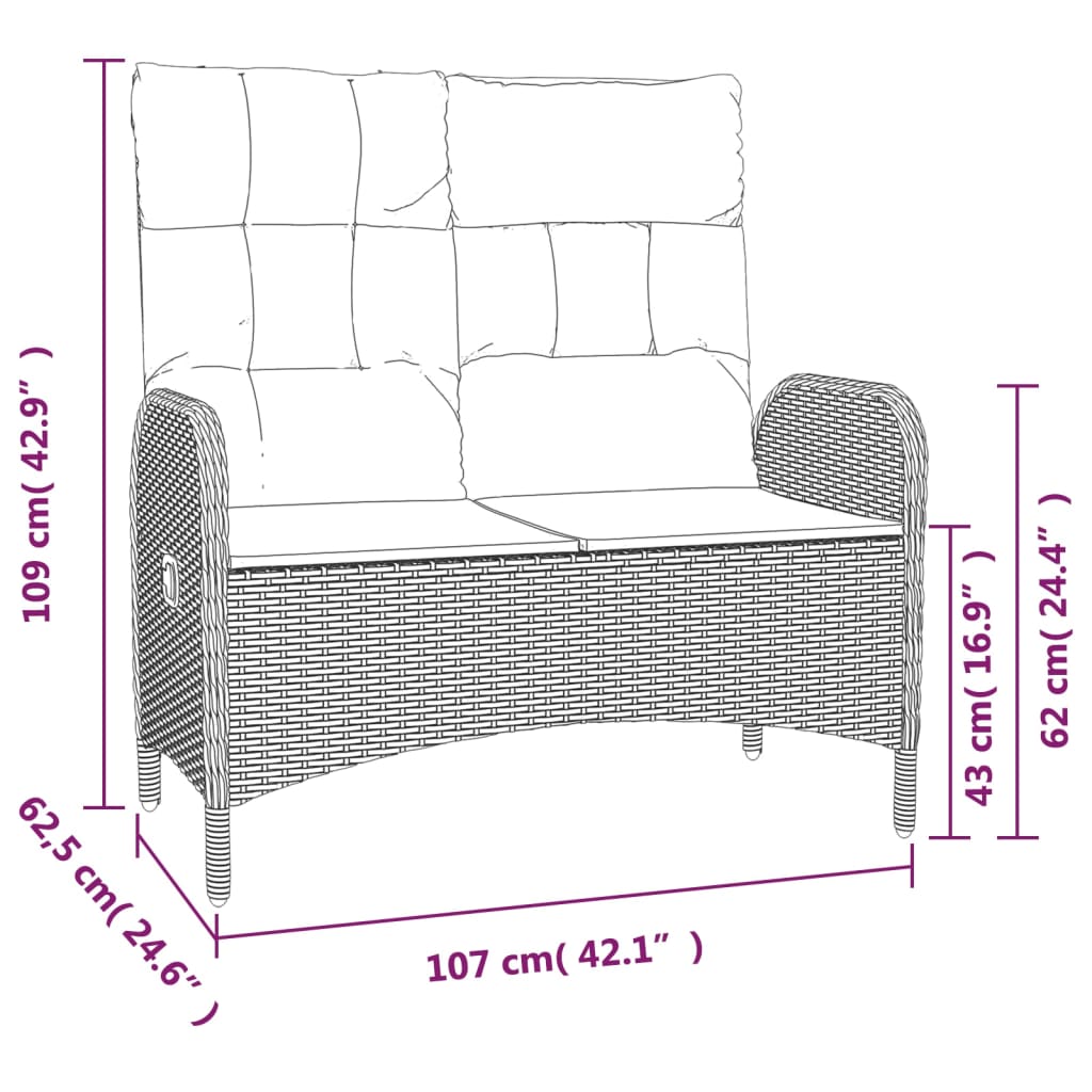 4 pcs conjunto de jantar p/ jardim c/ almofadões vime PE cinza