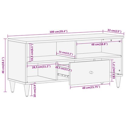 Móvel de TV 100x33x46 cm madeira de mangueira maciça