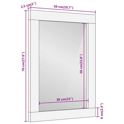 Espelho de casa de banho 50x70x2,5 cm mangueira maciça e vidro