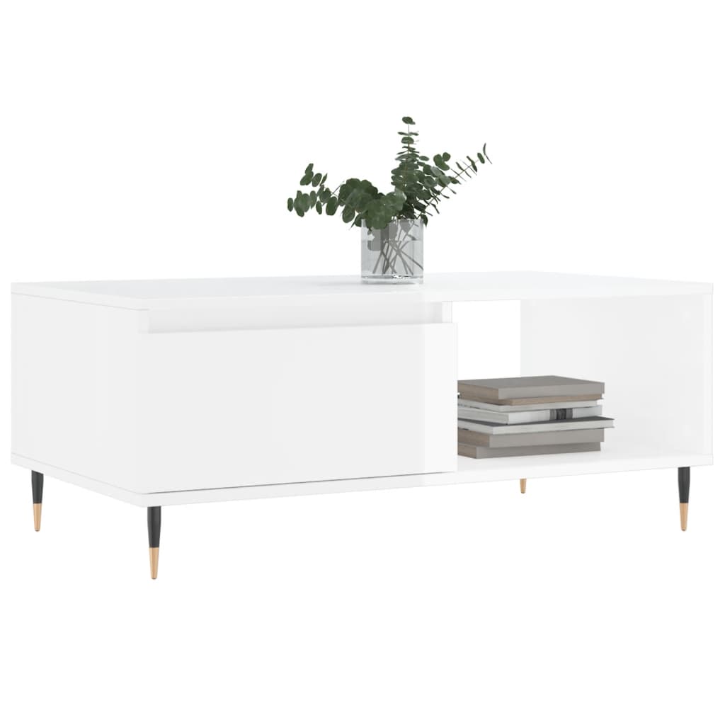 Mesa de centro 90x50x36,5 cm derivados madeira branco brilhante