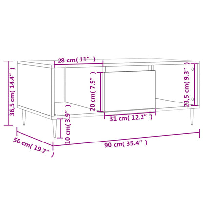 Mesa de centro 90x50x36,5 cm derivados madeira cinzento cimento