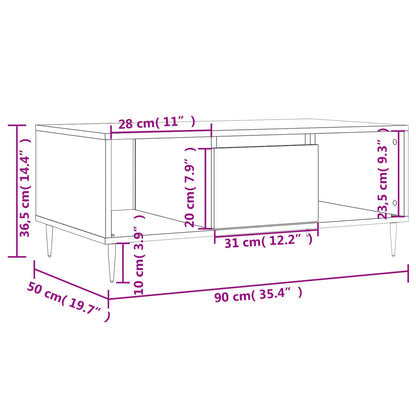 Mesa de centro 90x50x36,5 cm derivados madeira cinzento sonoma