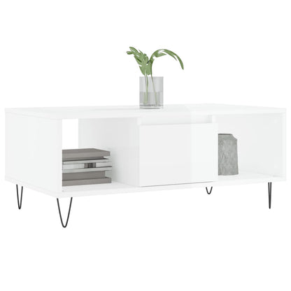 Mesa de centro 90x50x36,5 cm derivados madeira branco brilhante