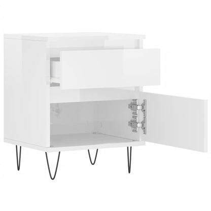 Mesa de cabeceira 2 pcs derivados de madeira branco brilhante