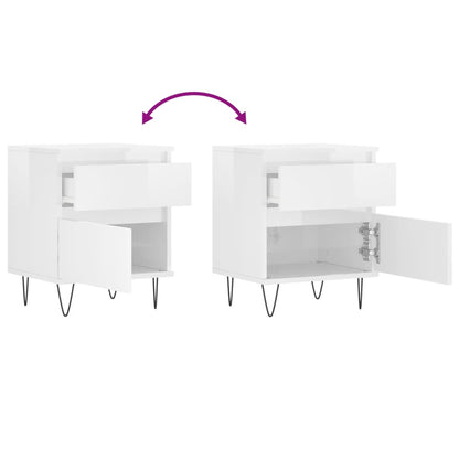 Mesa de cabeceira 2 pcs derivados de madeira branco brilhante