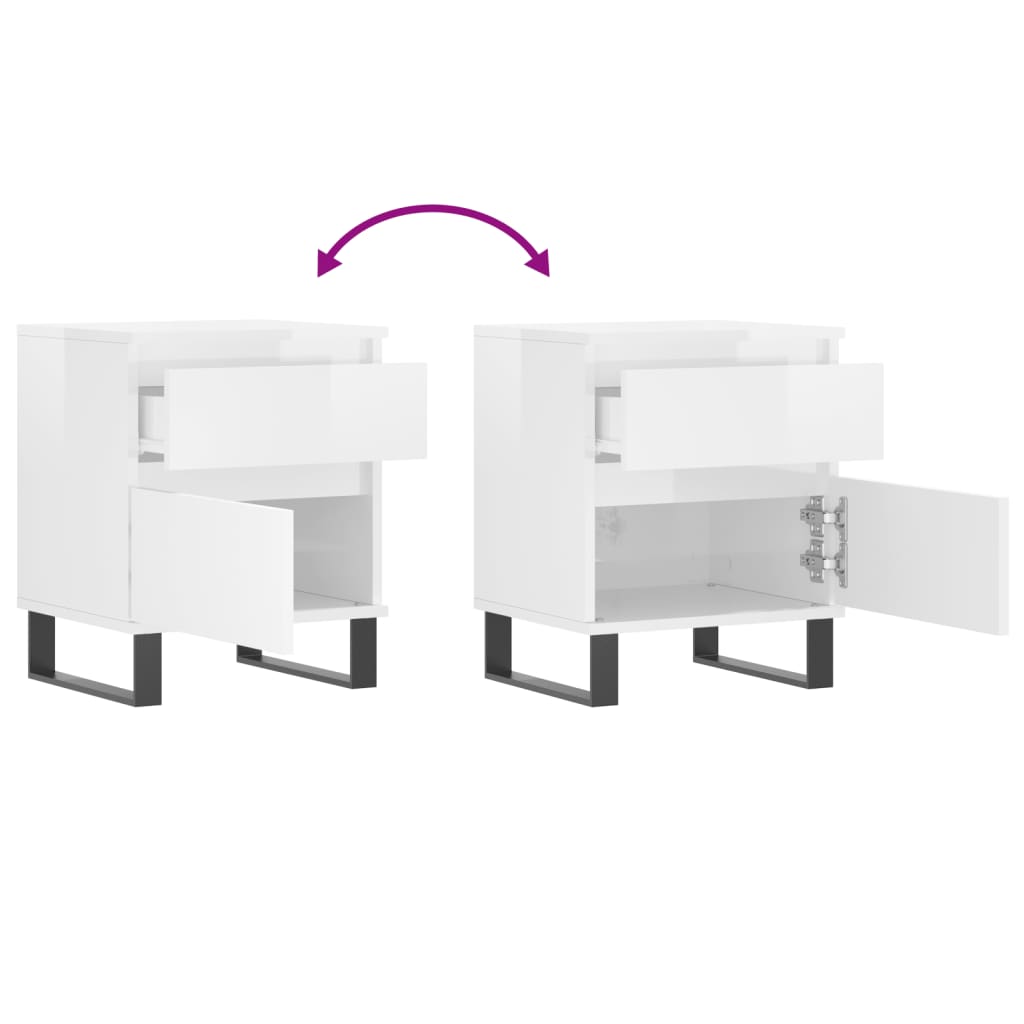 Mesa de cabeceira 2 pcs derivados de madeira branco brilhante