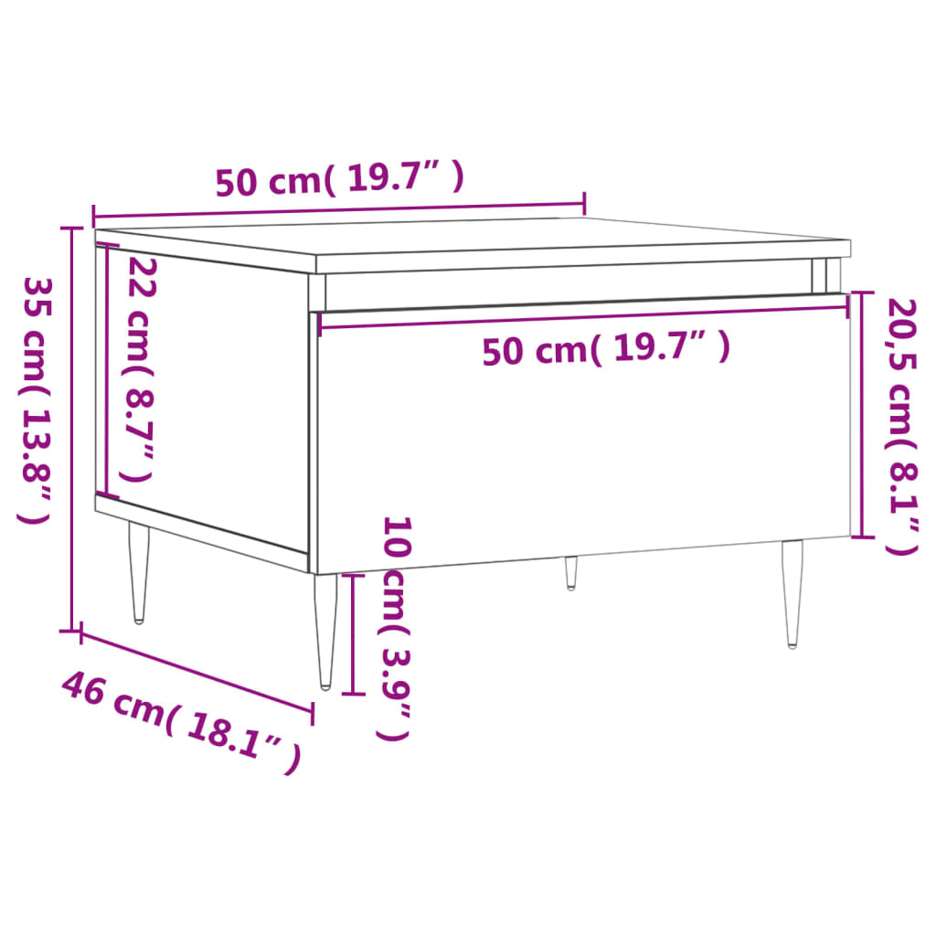 Mesa de centro 50x46x35 cm derivados de madeira branco