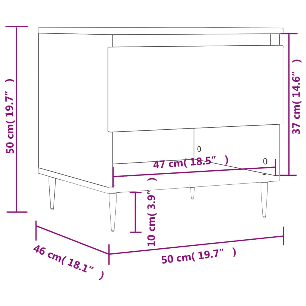 Mesa de centro 50x46x50 cm derivados de madeira cinzento sonoma