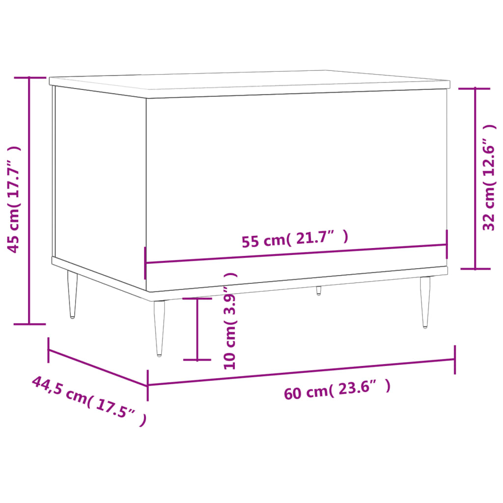 Mesa de centro 60x44,5x45 cm derivados de madeira cinza sonoma