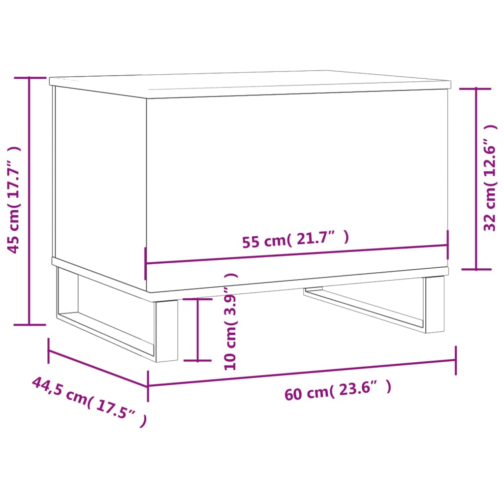 Mesa centro 60x44,5x45 cm derivados madeira carvalho castanho