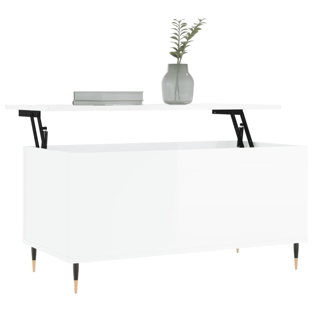 Mesa centro 90x44,5x45 cm derivados de madeira branco brilhante