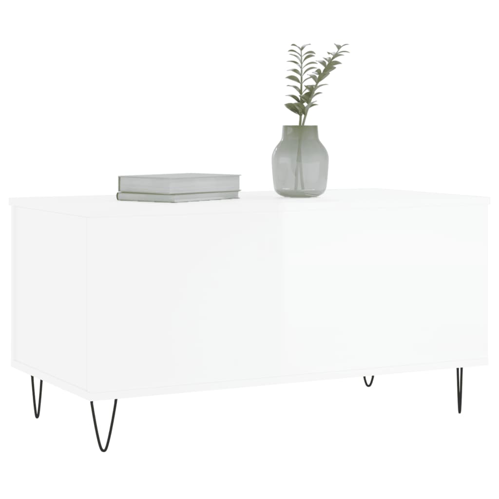 Mesa centro 90x44,5x45 cm derivados de madeira branco brilhante