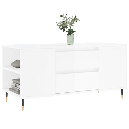 Mesa centro 102x44,5x50cm derivados de madeira branco brilhante