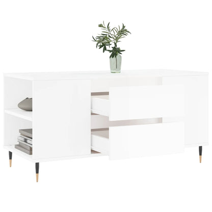 Mesa centro 102x44,5x50cm derivados de madeira branco brilhante