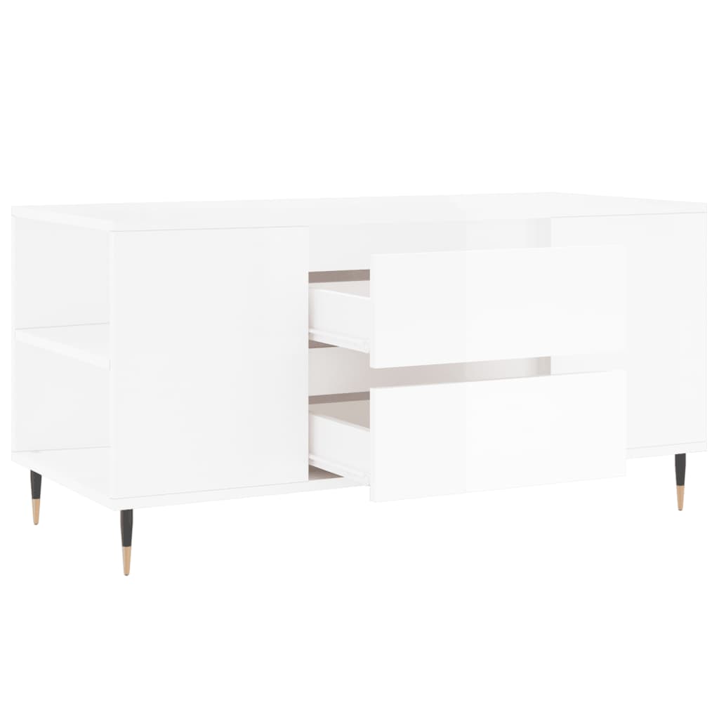 Mesa centro 102x44,5x50cm derivados de madeira branco brilhante